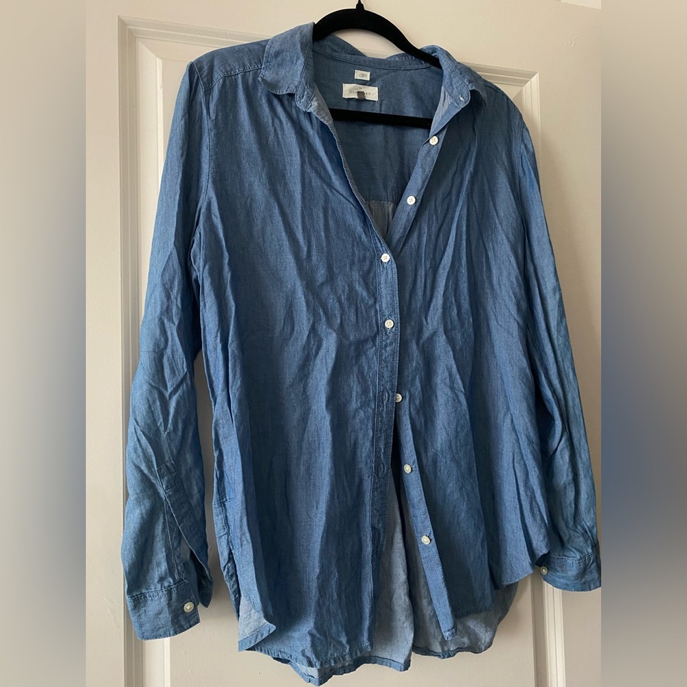 Loft Softened Blue Buttoned Down Long Sleeve Shirt Size M
